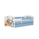 KOCOT KIDS Bett babydreams blaue Tiere ohne Schublade mit Matratze 140/70