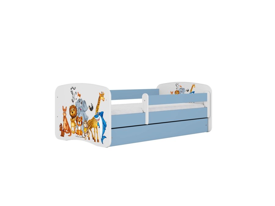 KOCOT KIDS Bett babydreams blaue Tiere ohne Schublade mit Matratze 140/70