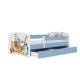 KOCOT KIDS Bett babydreams blaue Tiere ohne Schublade mit Matratze 140/70
