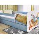 KOCOT KIDS Bett babydreams blaue Tiere ohne Schublade mit Matratze 140/70