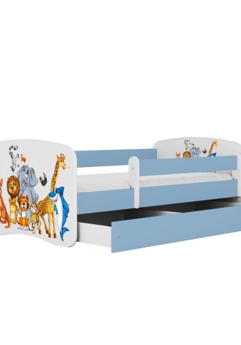 KOCOT KIDS Bett babydreams blaue Tiere ohne Schublade mit Matratze 160/80