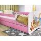 KOCOT KIDS Seng babydrmmer rosa dyr med skuff med madrass 140/70