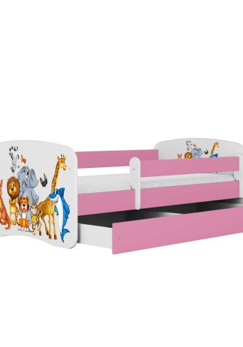 KOCOT KIDS Seng babydrmmer rosa dyr uten skuff med madrass 160/80