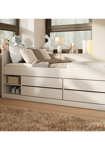 KOCOT KIDS Seng Leon hvit 200 med madrass