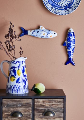 CREATIVE COLLECTION Dunne Wanddekoration, Blau, Steingut