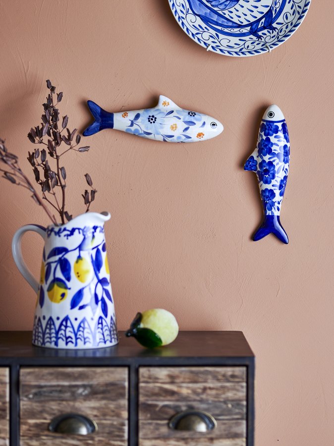 CREATIVE COLLECTION Dunne Wanddekoration, Blau, Steingut