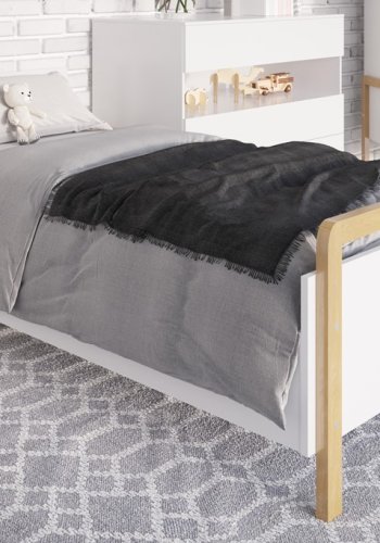 Victor juniorseng, inkl. lamellbunn, uten madrass - hvit laminat og naturlig eik (180x80)