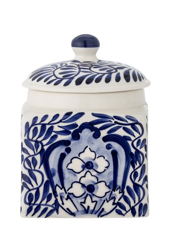 CREATIVE COLLECTION Karlie Glas mit Deckel, Blau, Steingut