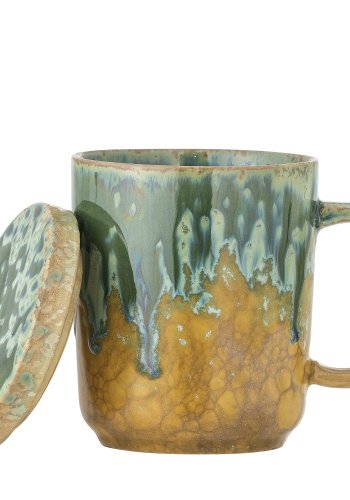CREATIVE COLLECTION Yuma Tasse mit Deckel und Teetasse, Grn, Steingut