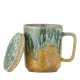 CREATIVE COLLECTION Yuma Tasse mit Deckel und Teetasse, Grn, Steingut