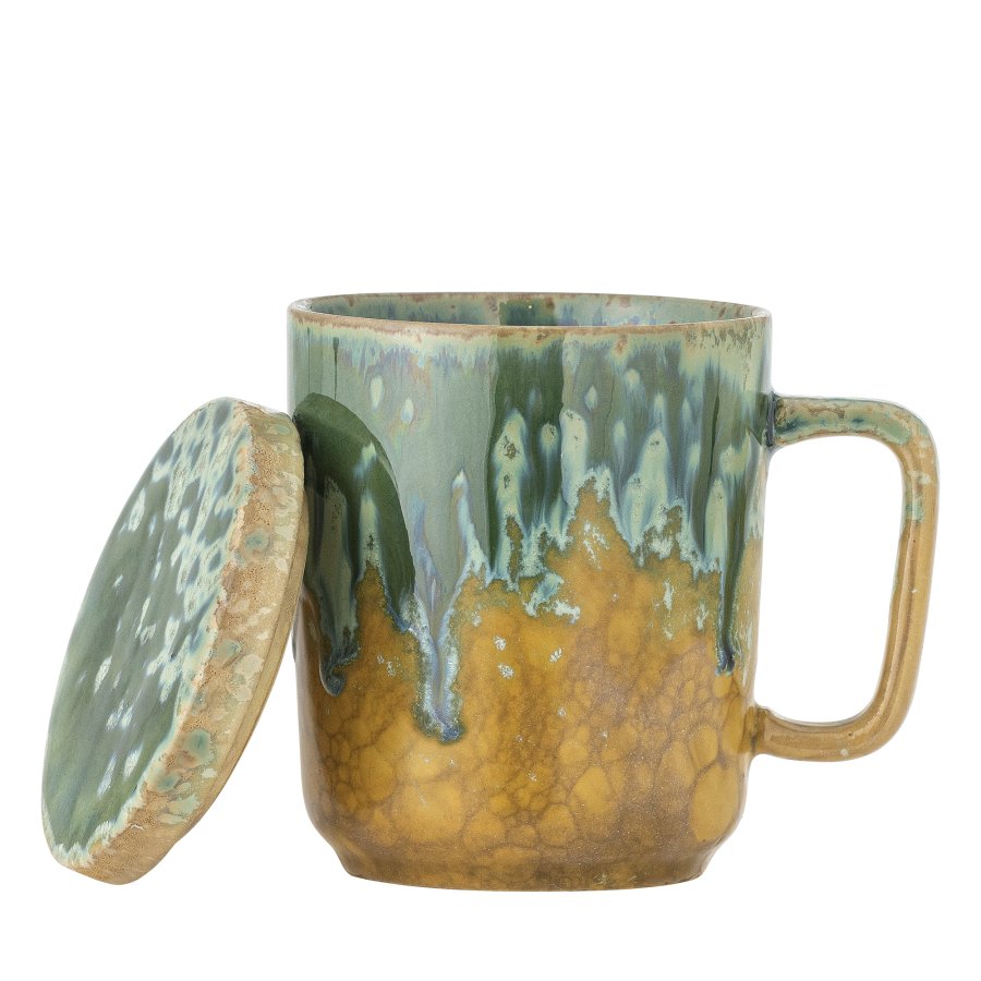 CREATIVE COLLECTION Yuma Tasse mit Deckel und Teetasse, Grn, Steingut