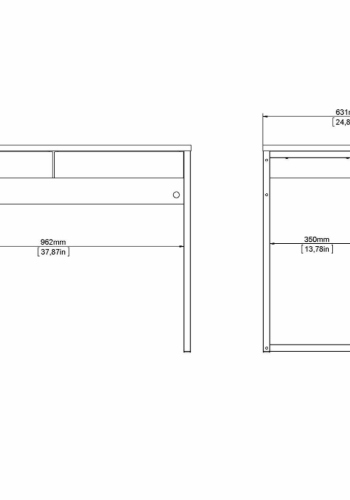 TWILUM Function Plus skrivebord - hvit hyglans, m. 2 skuffer 