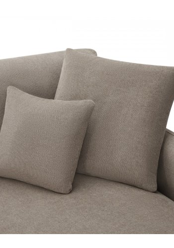 Maggie sofa, med venstre sjeselong og 4 pynteputer - brunt stoff og sort metall