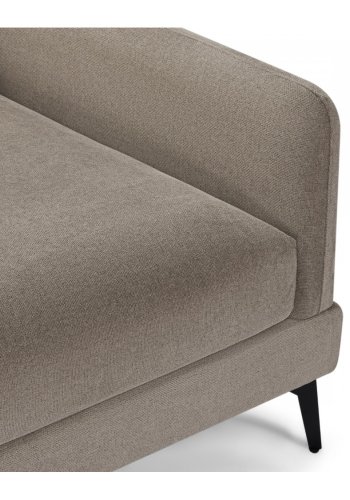 Maggie sofa, med venstre sjeselong og 4 pynteputer - brunt stoff og sort metall