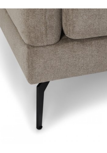 Maggie sofa, med venstre sjeselong og 4 pynteputer - brunt stoff og sort metall