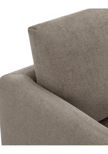 Maggie sofa, med venstre sjeselong og 4 pynteputer - brunt stoff og sort metall