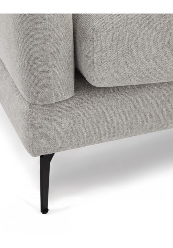 Maggie sofa, med venstre sjeselong og 4 pynteputer - grtt og sort metall