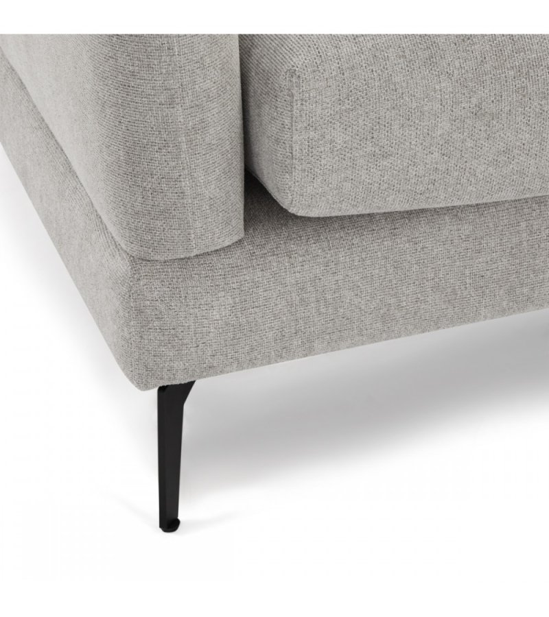 Maggie sofa, med venstre sjeselong og 4 pynteputer - grtt og sort metall