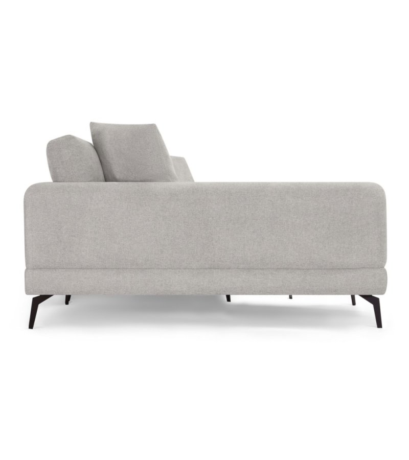 Maggie sofa, med venstre sjeselong og 4 pynteputer - grtt og sort metall