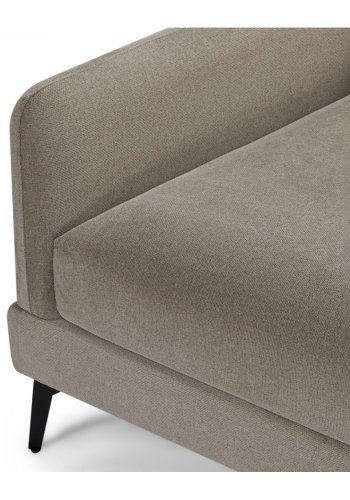 Maggie sofa, m. hjre chaiselong og 4 pyntepuder - brun stof og sort metal