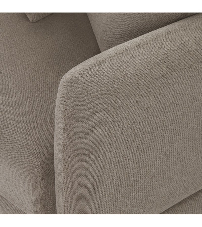 Maggie sofa, m. hjre chaiselong og 4 pyntepuder - brun stof og sort metal