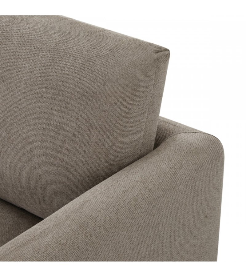 Maggie sofa, m. hjre chaiselong og 4 pyntepuder - brun stof og sort metal