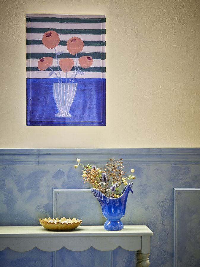 CREATIVE COLLECTION Florinda Illustration mit Rahmen, Blau, Kiefer (L50xH70xB3 cm)