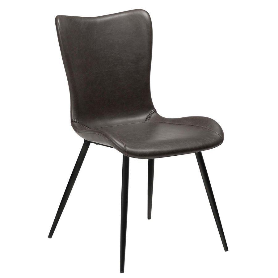 DAN-FORM Medusa Esszimmerstuhl - Vintage graues Kunstleder und schwarzes Metall