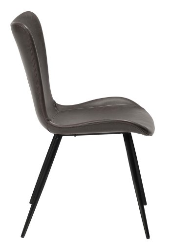 DAN-FORM Medusa Esszimmerstuhl - Vintage graues Kunstleder und schwarzes Metall