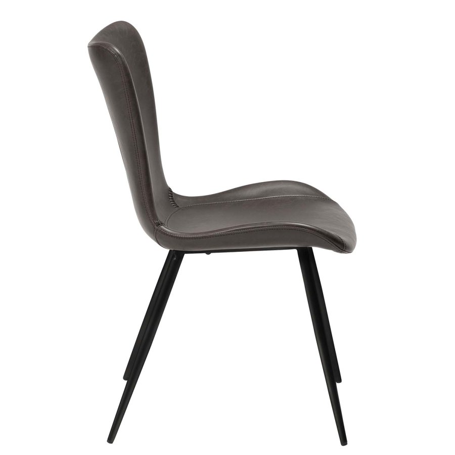 DAN-FORM Medusa Esszimmerstuhl - Vintage graues Kunstleder und schwarzes Metall