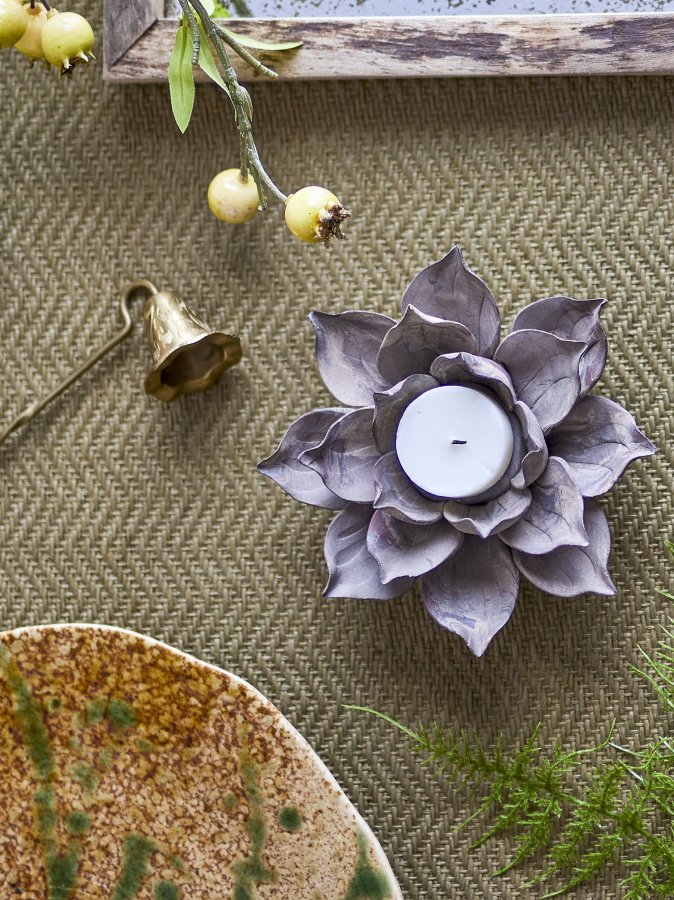 KREATIV KOLLEKSJON Eira telysholder, brun, steinty