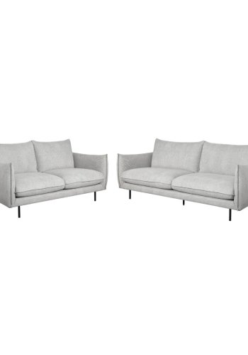 Milano 3-seters sofa - lysegr stoff og sort metall
