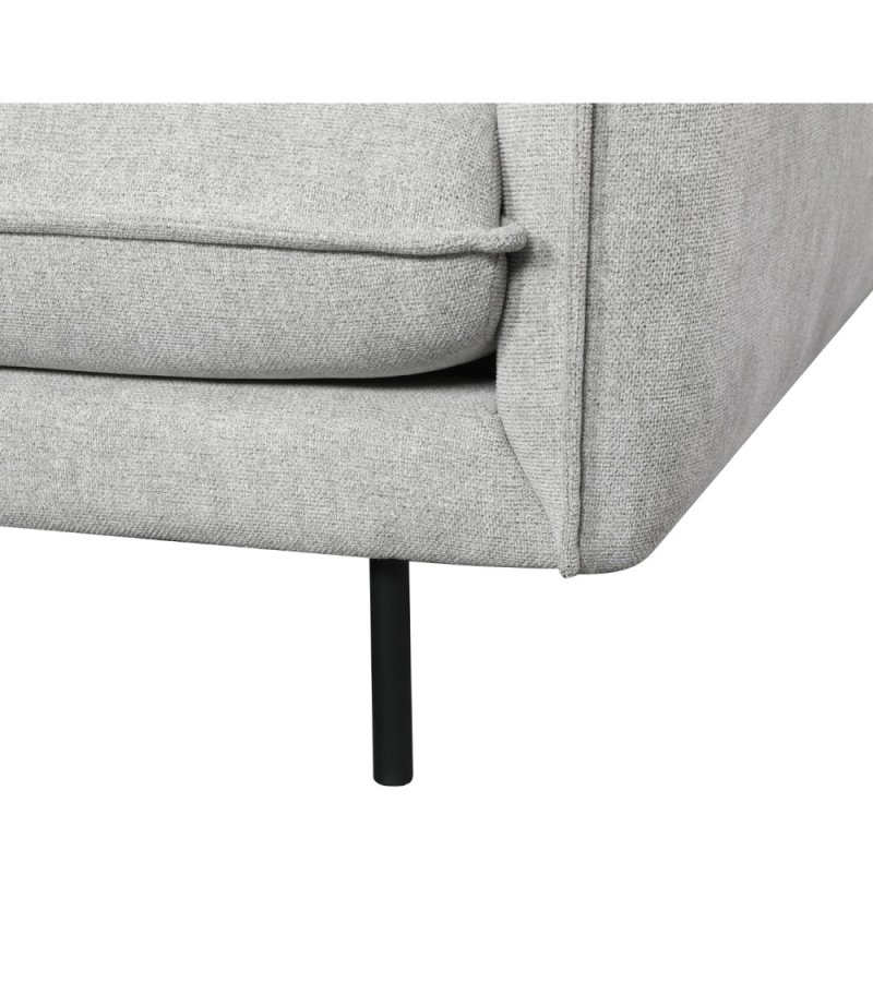 Milano 3-seters sofa - lysegr stoff og sort metall