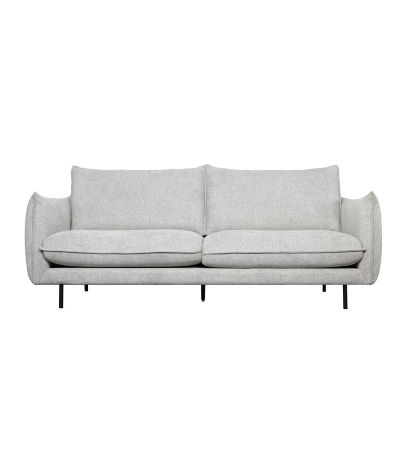 Milano 3-seters sofa - lysegr stoff og sort metall