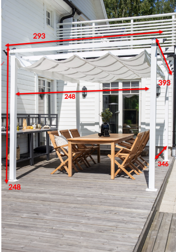 VENTURE DESIGN Lazio pergola, rektangulr - hvit polyester og hvit aluminium (393x293)