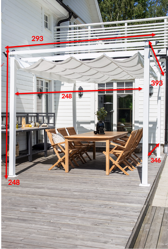 VENTURE DESIGN Lazio pergola, rektangulr - hvit polyester og hvit aluminium (393x293)