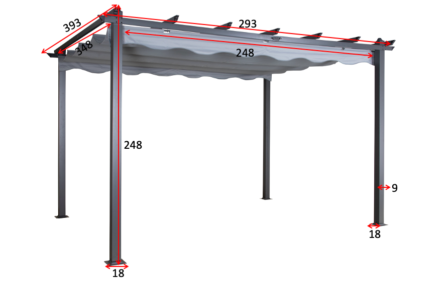 VENTURE DESIGN Lazio pergola, rektangulr - svart polyester og svart aluminium (393x293)