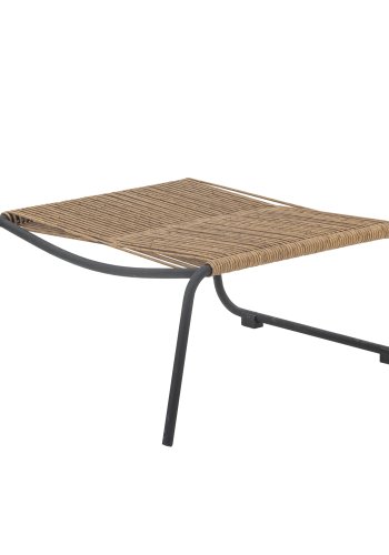 BLOOMINGVILLE Boel Liegestuhl, mit Hocker und Kissen - Naturgeflecht und schwarzes Metall