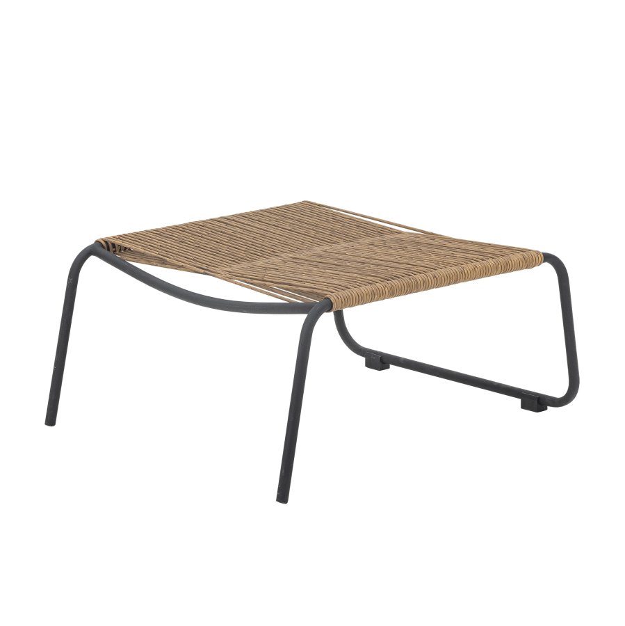 BLOOMINGVILLE Boel Liegestuhl, mit Hocker und Kissen - Naturgeflecht und schwarzes Metall