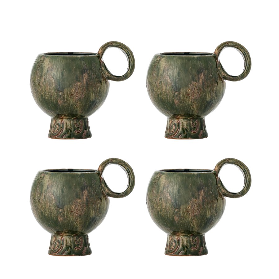 BLOOMINGVILLE Avonlea Tasse, Grn, Steingut (D9xH10,5 cm, 4er-Set)
