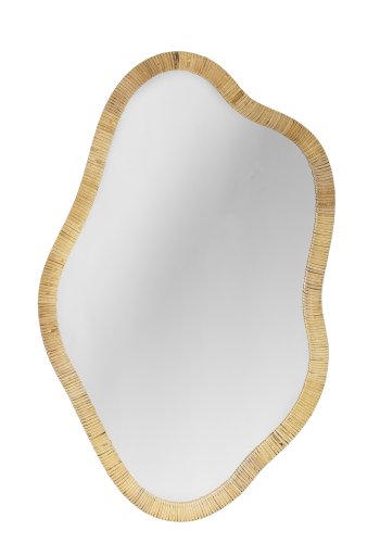 BLOOMINGVILLE Ashlie veggspeil, organisk - speilglass og naturlig rotting (80x50)