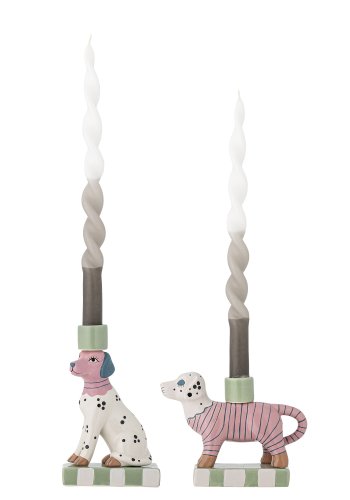 BLOOMINGVILLE Doglie Kerzenhalter, Rosa, Steingut (L18xH13,5xB6,5/L11,5xH18,5xB6,5 cm, 2er-Set)