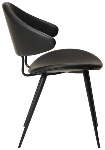 DAN-FORM NAPOLEON spisebordsstol - Vintage sort kunstlder og sort metal