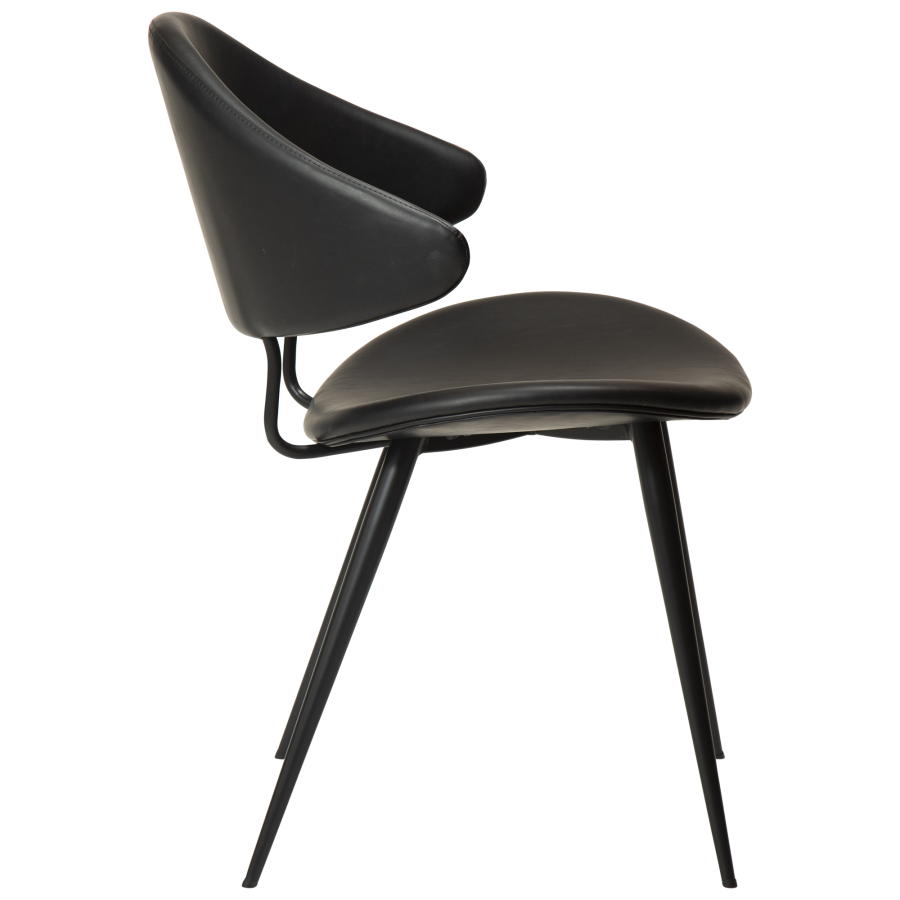 DAN-FORM NAPOLEON spisebordsstol - Vintage sort kunstlder og sort metal