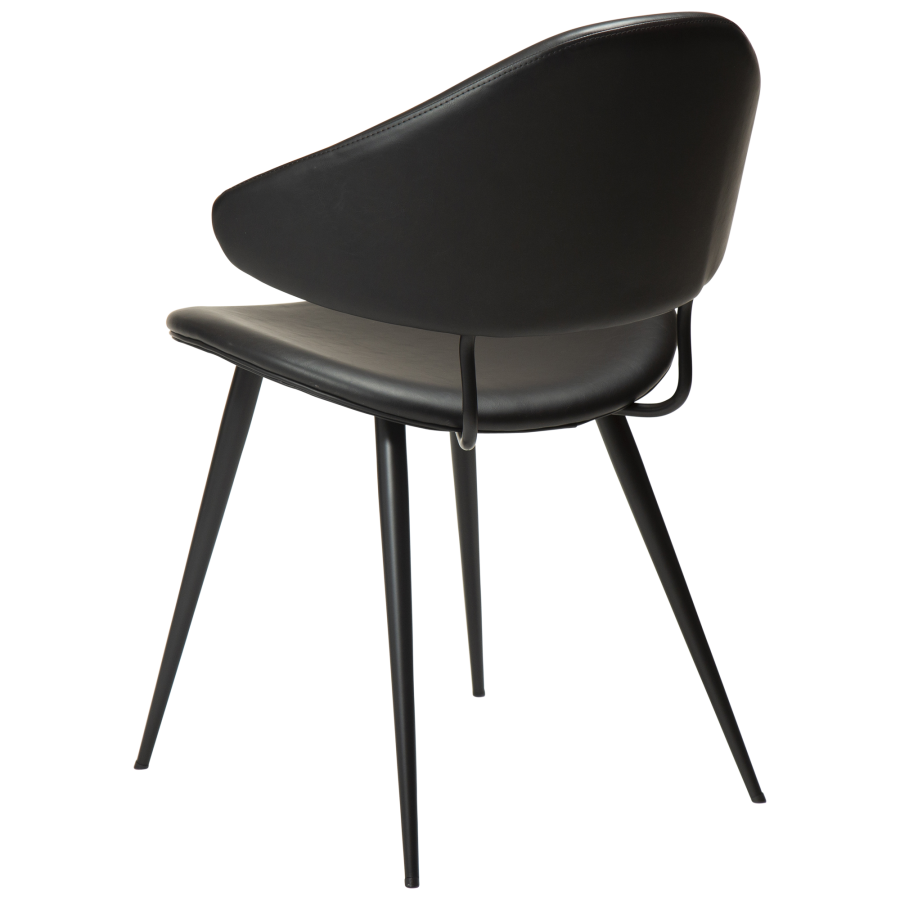 DAN-FORM NAPOLEON spisebordsstol - Vintage sort kunstlder og sort metal