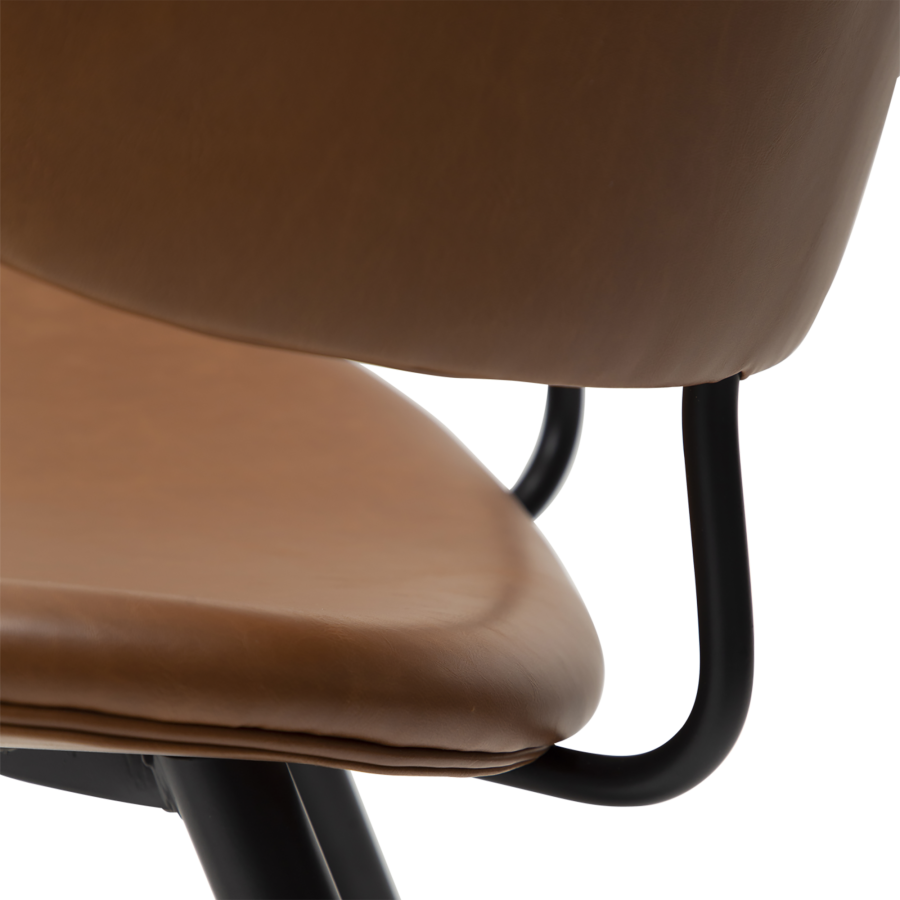 DAN-FORM NAPOLEON Stol Vintage lys brunt kunstskinn med svarte ben