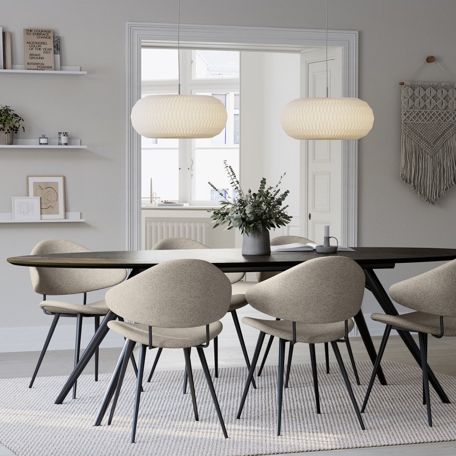 DAN-FORM NAPOLEON Stol Pebble Earth boucl-stoff med svarte ben