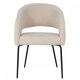 Natalie spisebordsstol, med armlener - beige bouclé-stoff og sort metall