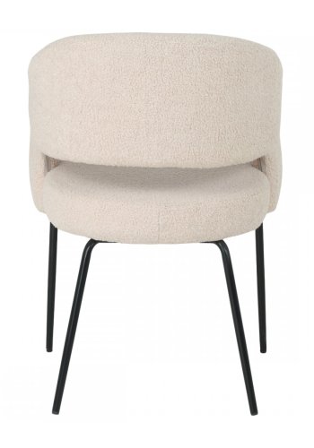 Natalie spisebordsstol, med armlener - beige bouclé-stoff og sort metall