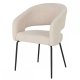 Natalie spisebordsstol, med armlener - beige bouclé-stoff og sort metall